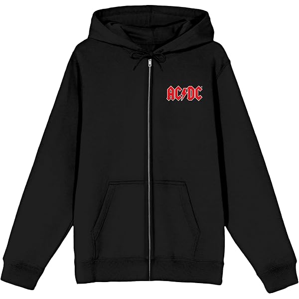 ウェア acdc Bioworld ACDC American Flag Men's Black Zippered Hoodie-S at